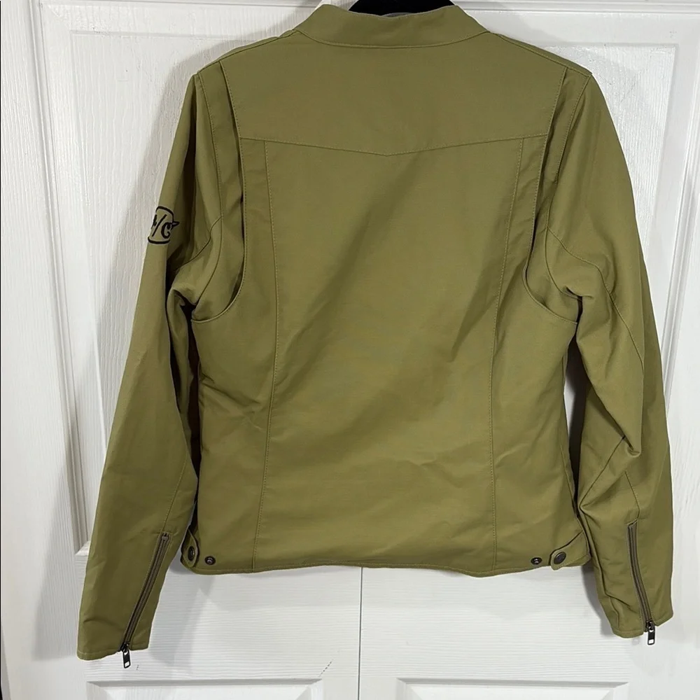 Harley-Davidson Olive Green Moto Jacket Lightweight Zip Front Logo Women’s - Picture 5 of 14
